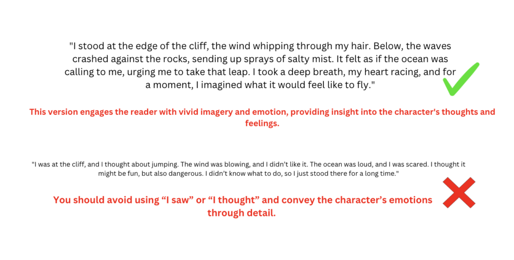 first person writing examples